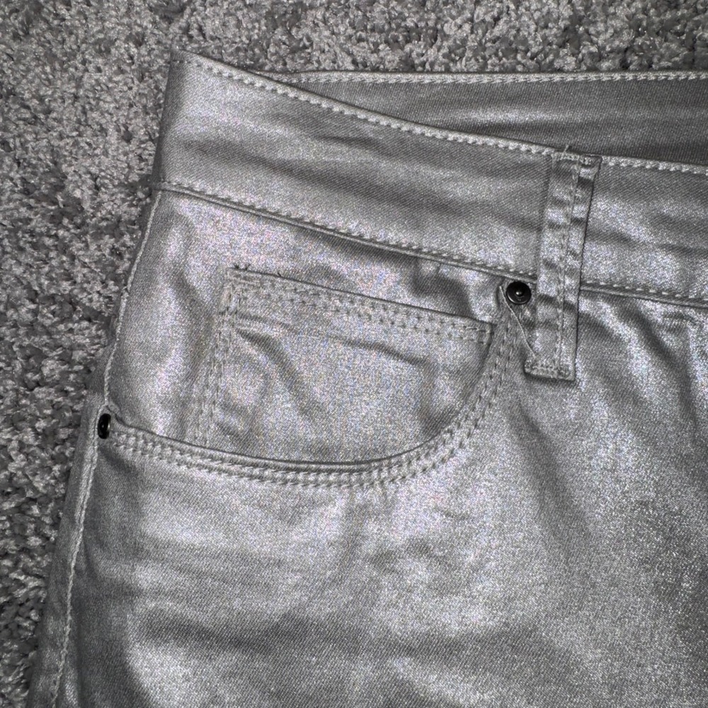 Kut from the Kloth Charlize Fab Ab Cigarette Leg Jeans Sz 10 Silver Metallic NEW - Picture 3 of 12